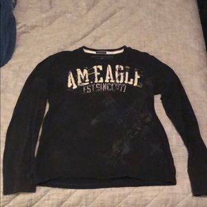 Black long sleeve American Eagle with plaid design